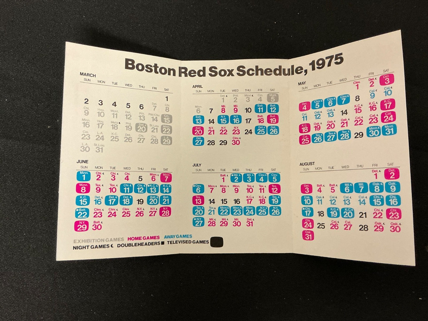 1975 Boston Red Sox Bill Lee Baseball Pocket Schedule 