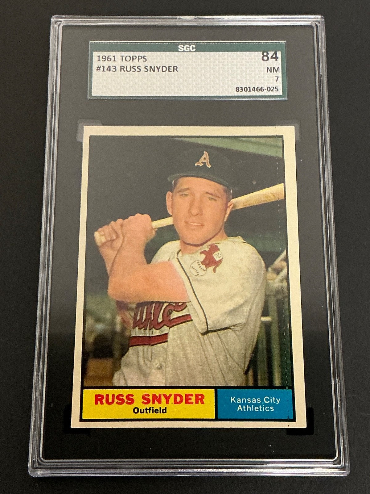 1961 Topps #143 Russ Snyder Athletics SGC 7 NM 025