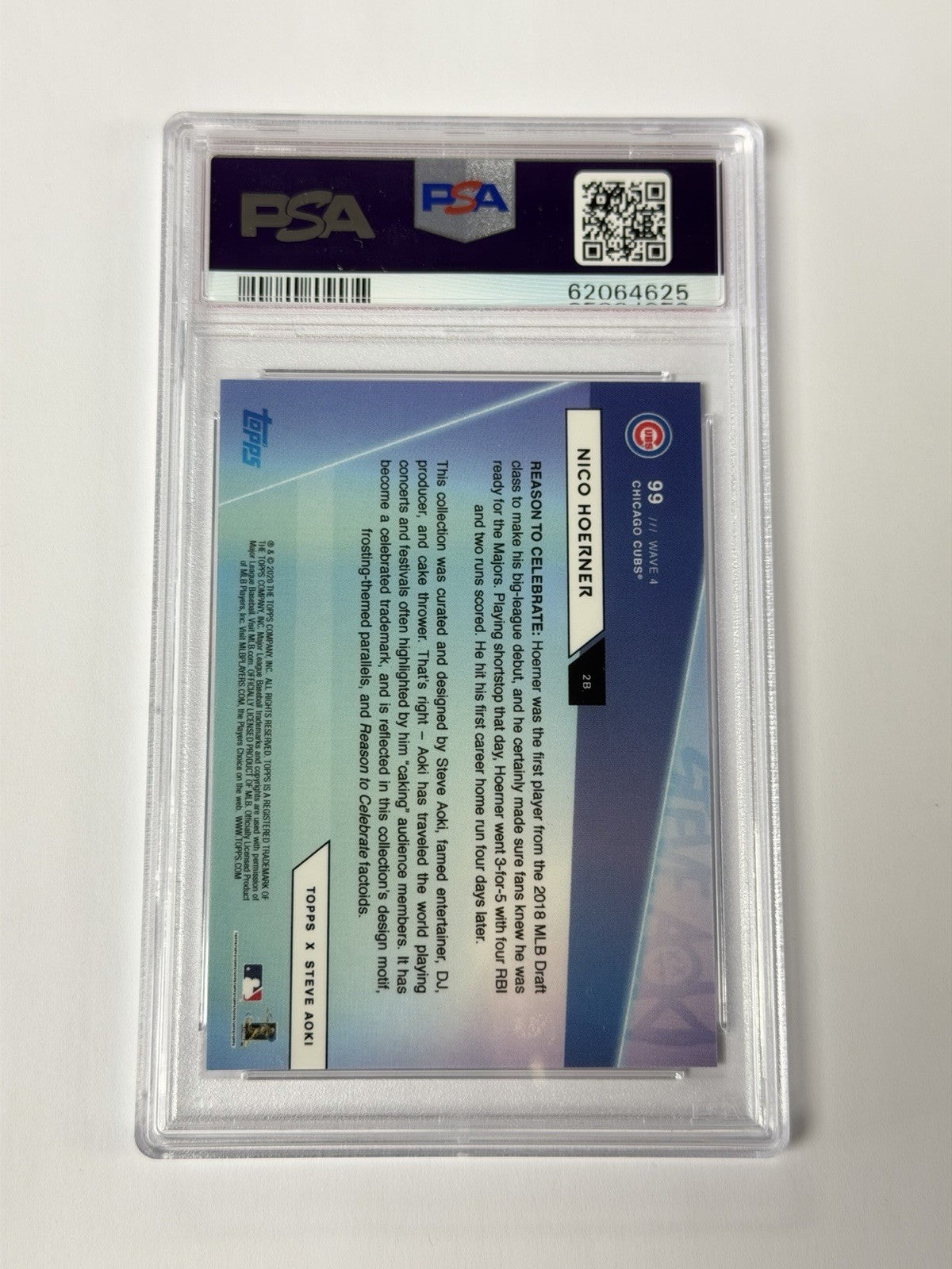 2020 TOPPS X STEVE AOKI #99 NICO HOERNER PSA 10 GEM MT 625