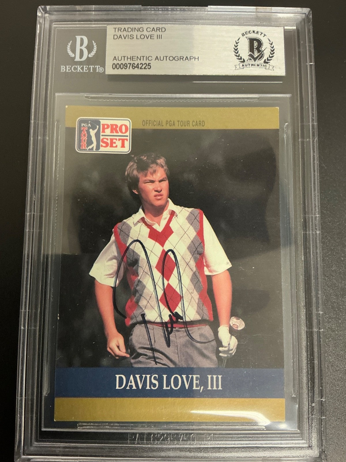 1991 Pro Set #105 Davis Love III Signed Auto Beckett Slabbed 225
