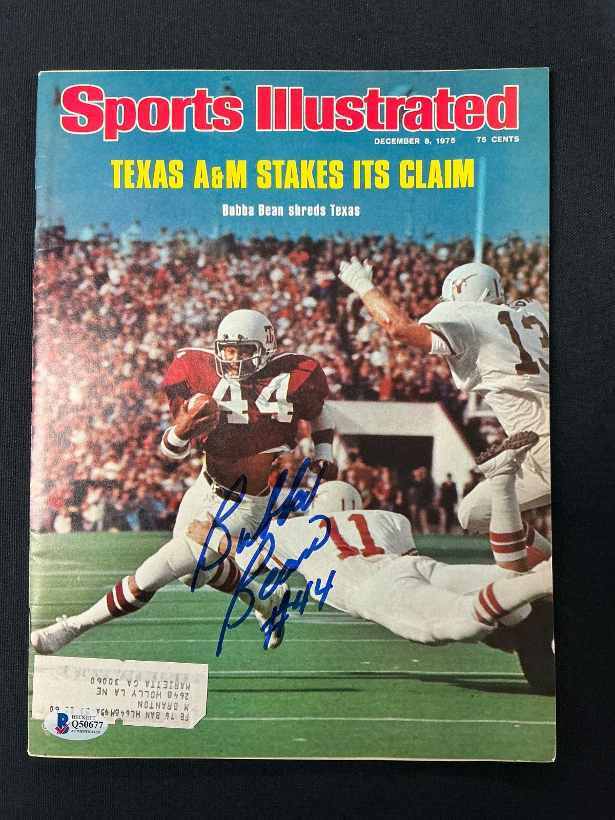 Bubba Bean Texas A&M Signed Auto 1975 Sports Illustrated Magazine BAS COA 677