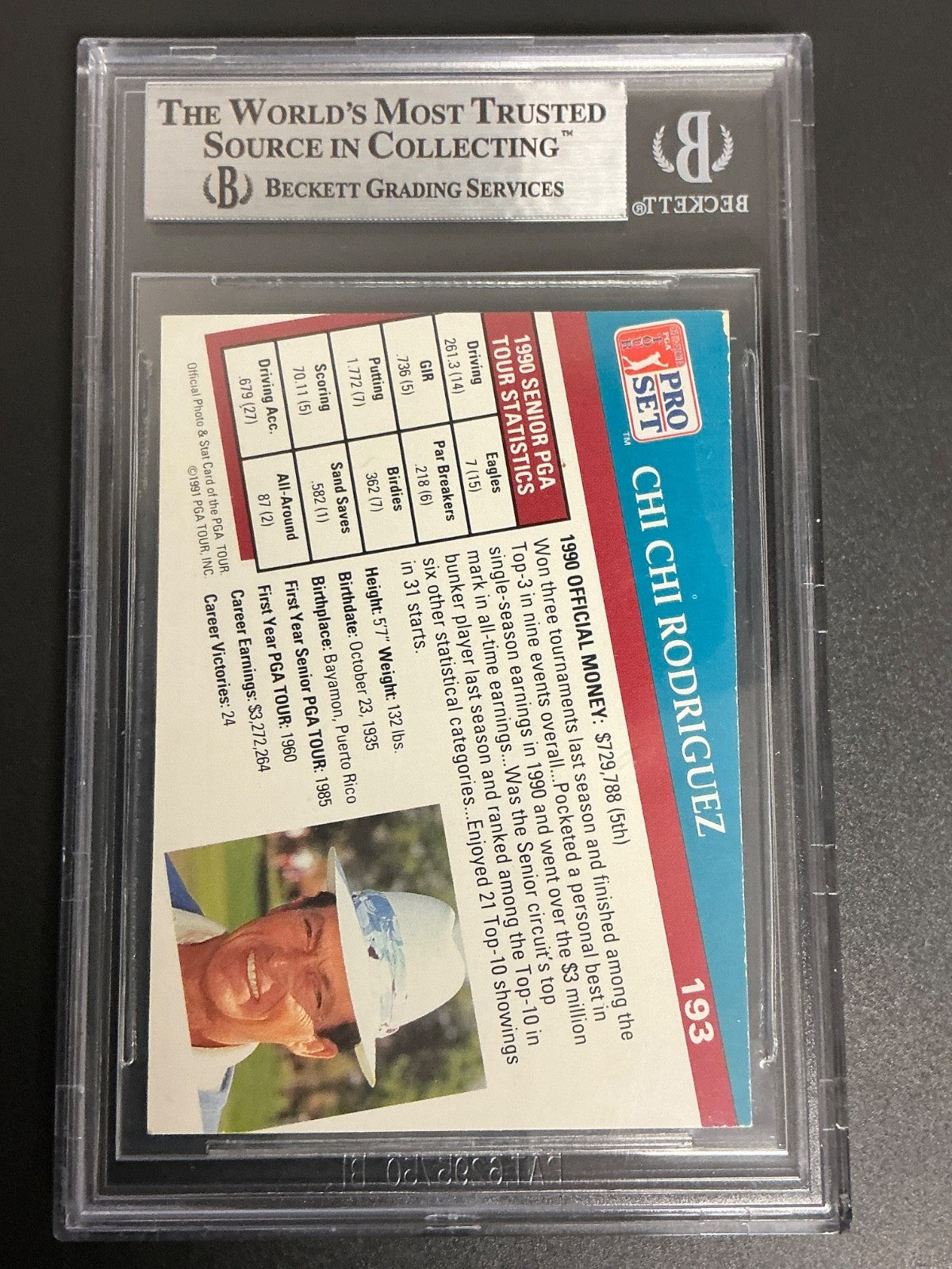 1991 PGA Tour #193 Chi Chi Rodriguez Signed Auto Beckett Slabbed 204