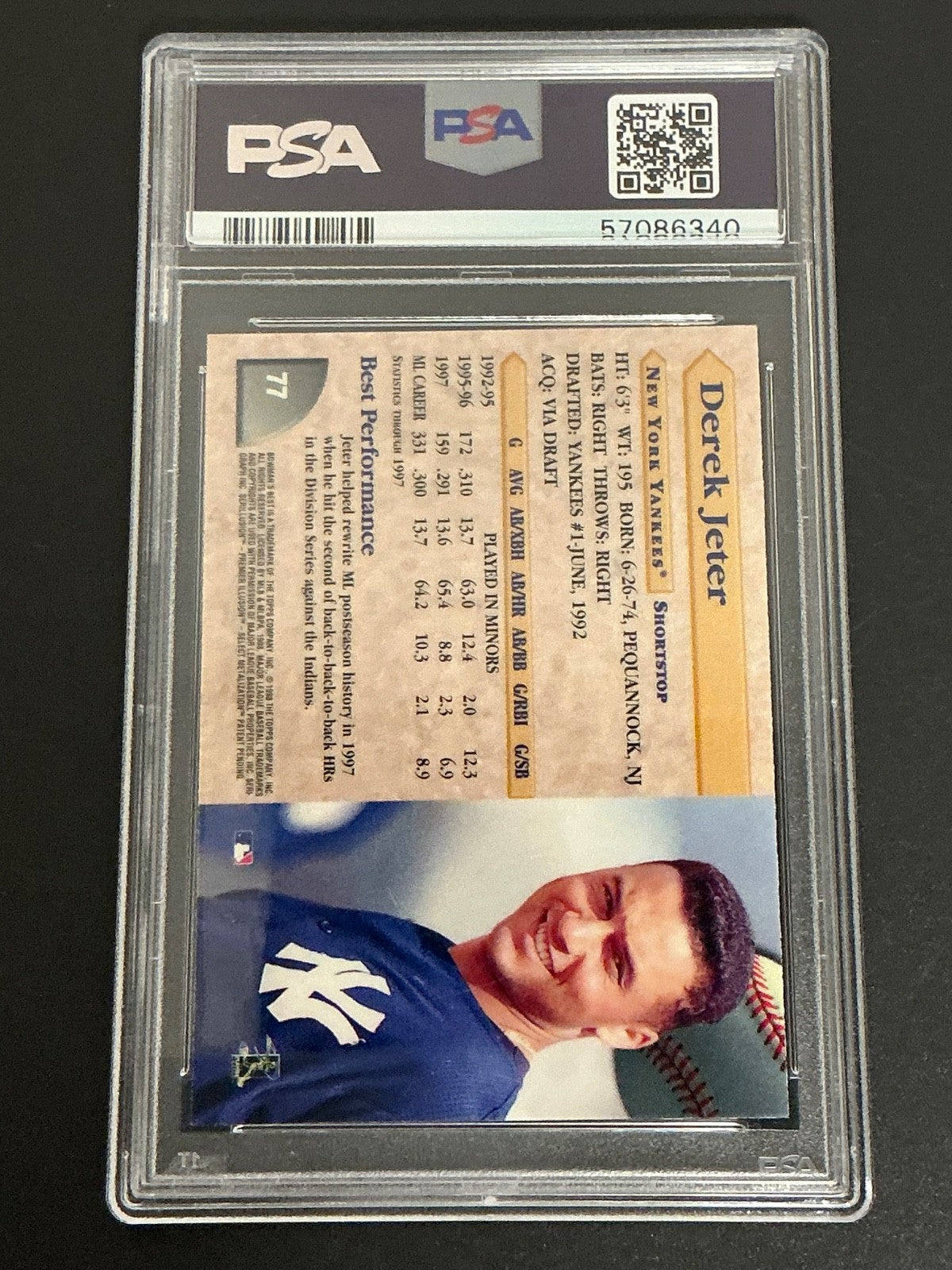 1998 Bowman's Best #77 Derek Jeter PSA 9 MINT 340