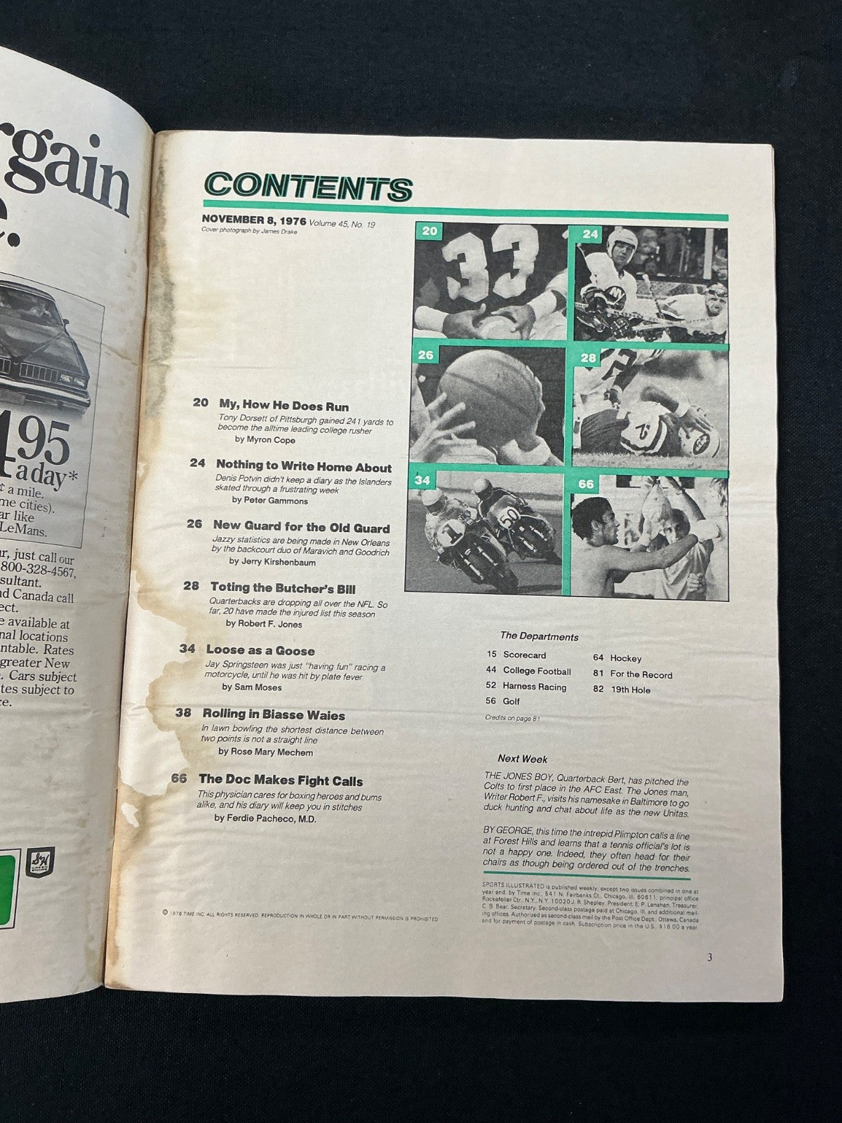 Tony Dorsett Pittsburgh Signed Auto 1976 Sports Illustrated Magazine BAS COA 657