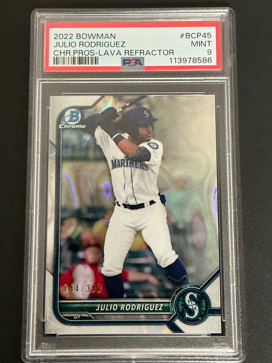 2022 Bowman #BC45 Julio Rodriguez Chrome Prospect Lava Refractor  PSA 9  MT /586