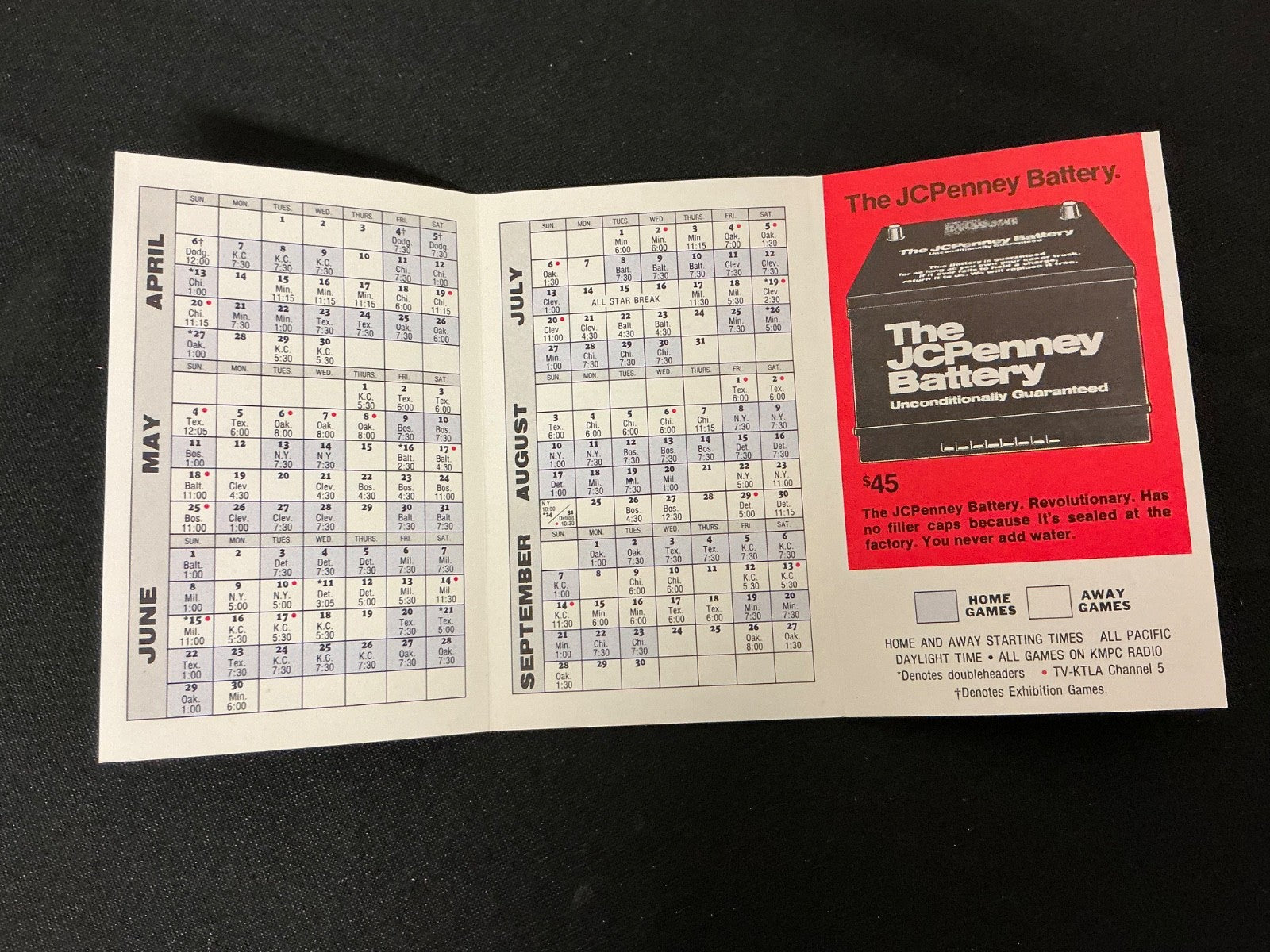 1975 Los Angeles Angels Baseball Pocket Schedule