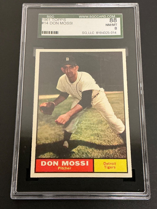 1961 Topps #14 Don Mossi Tigers SGC 8 NM/MT 014