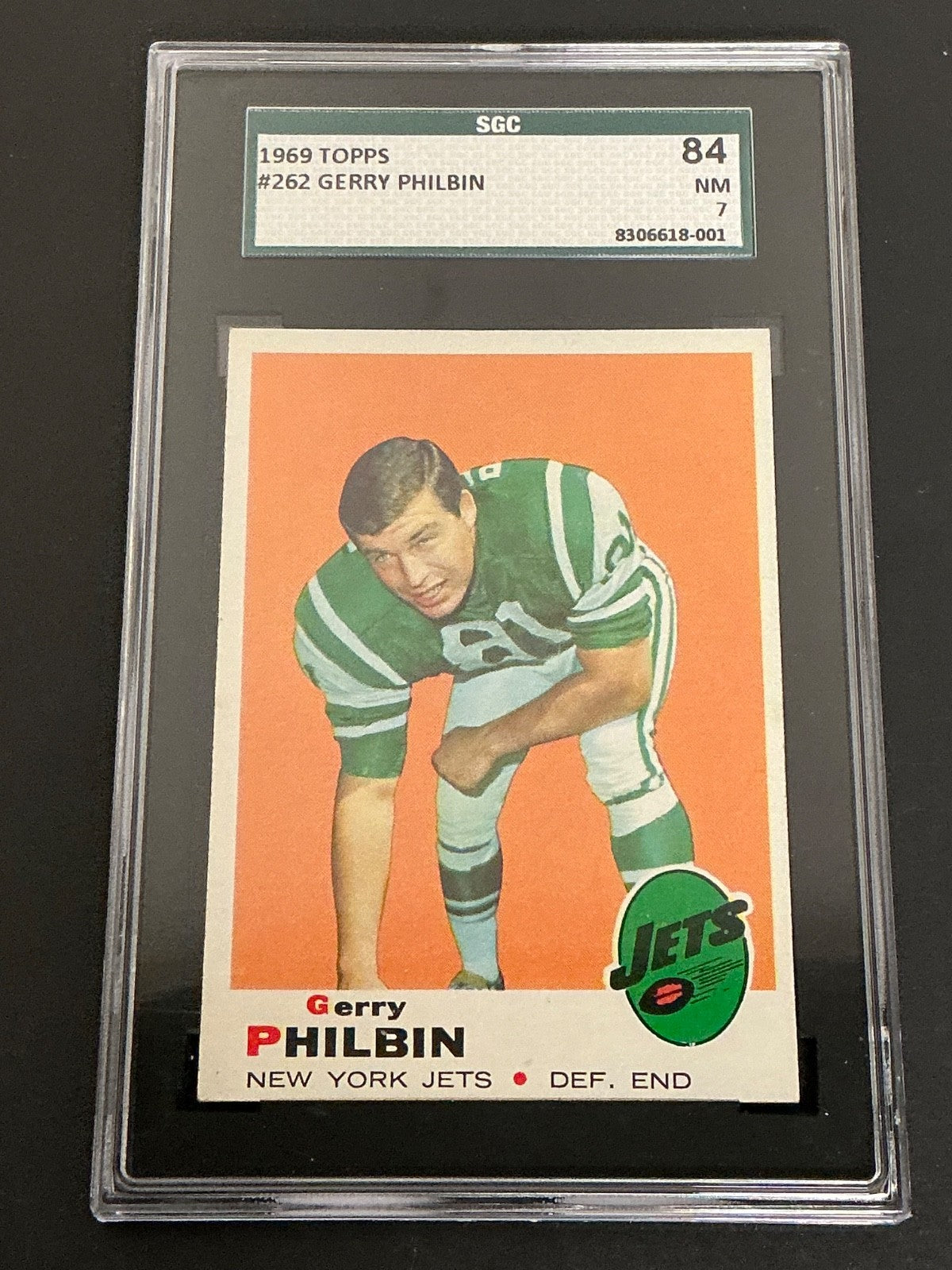 1969 Topps #262 Gerry Philbin Jets SGC 7 NM 001
