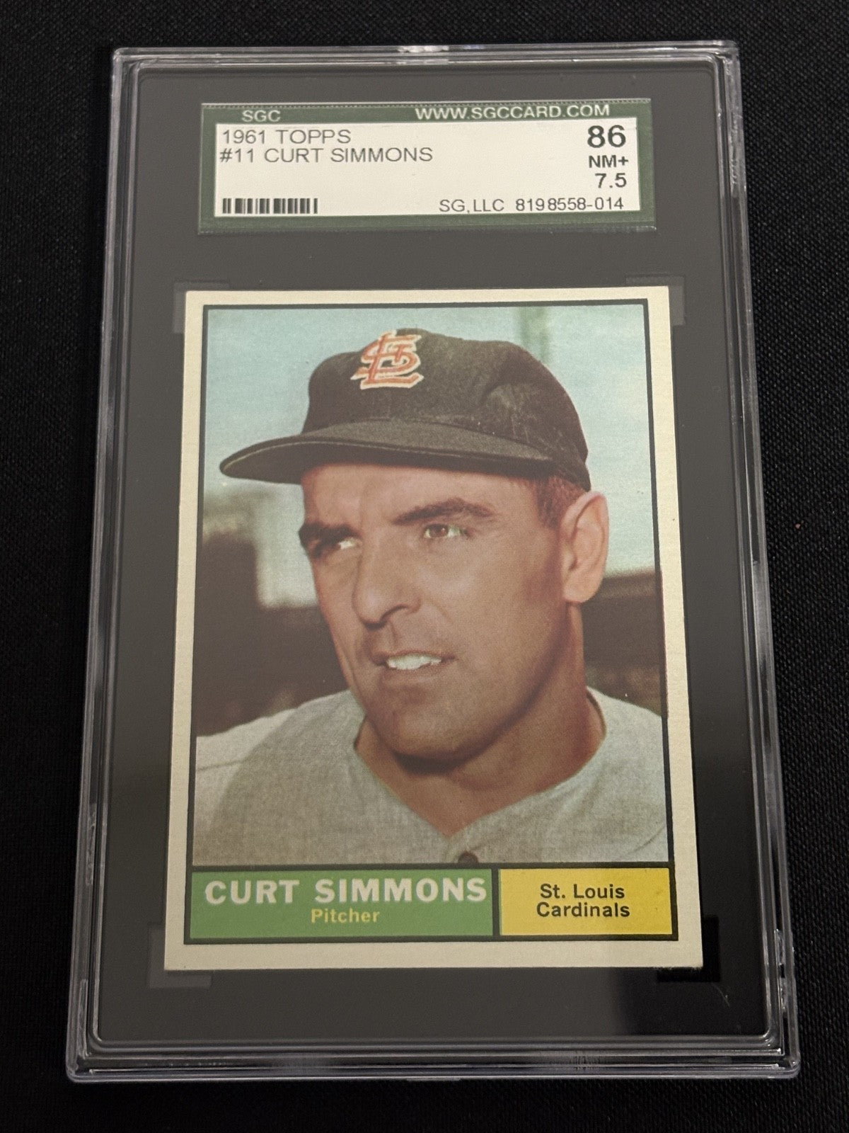 1961 Topps #11 Curt Simmons Cardinals SGC 7.5 NM+ 014