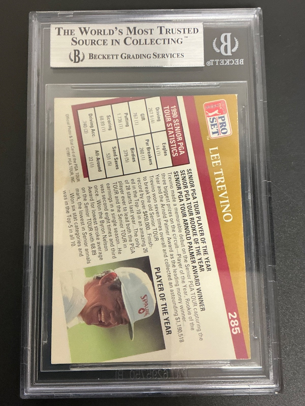 1991 Pro Set #285 Lee Trevino Signed Auto Beckett Slabbed 423