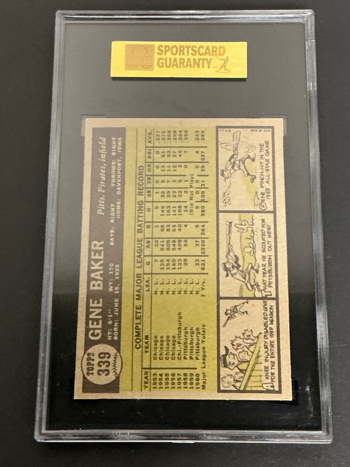 1961 Topps #339 Gene Baker Pirates SGC 7.5 NM+ 010