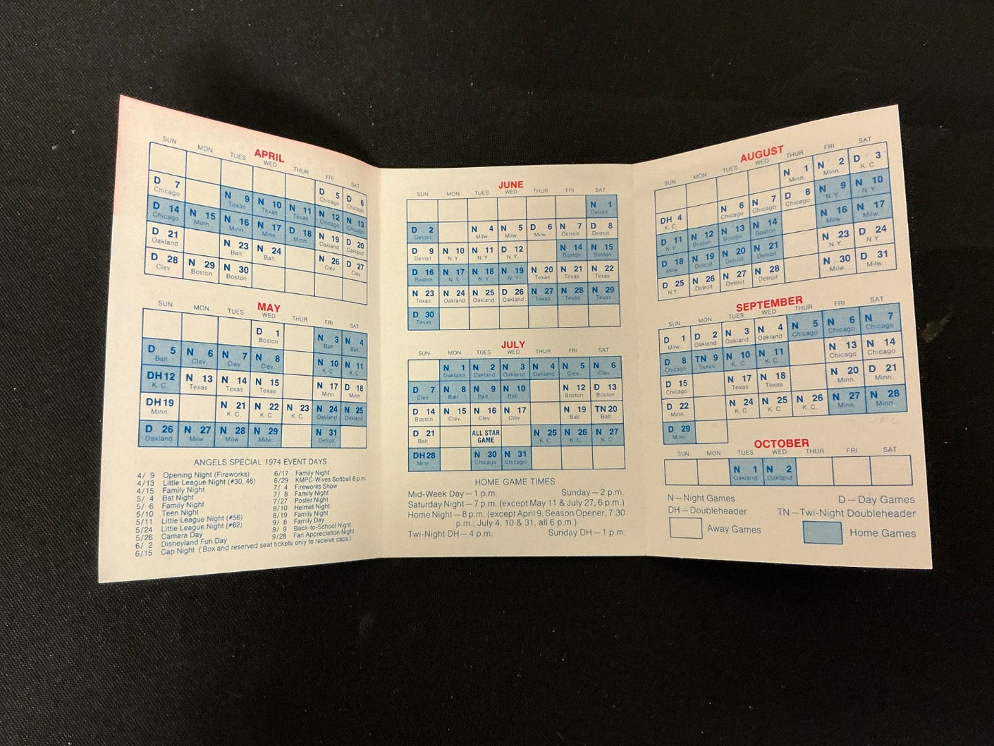 1974 Los Angeles Angels Baseball Pocket Schedule 