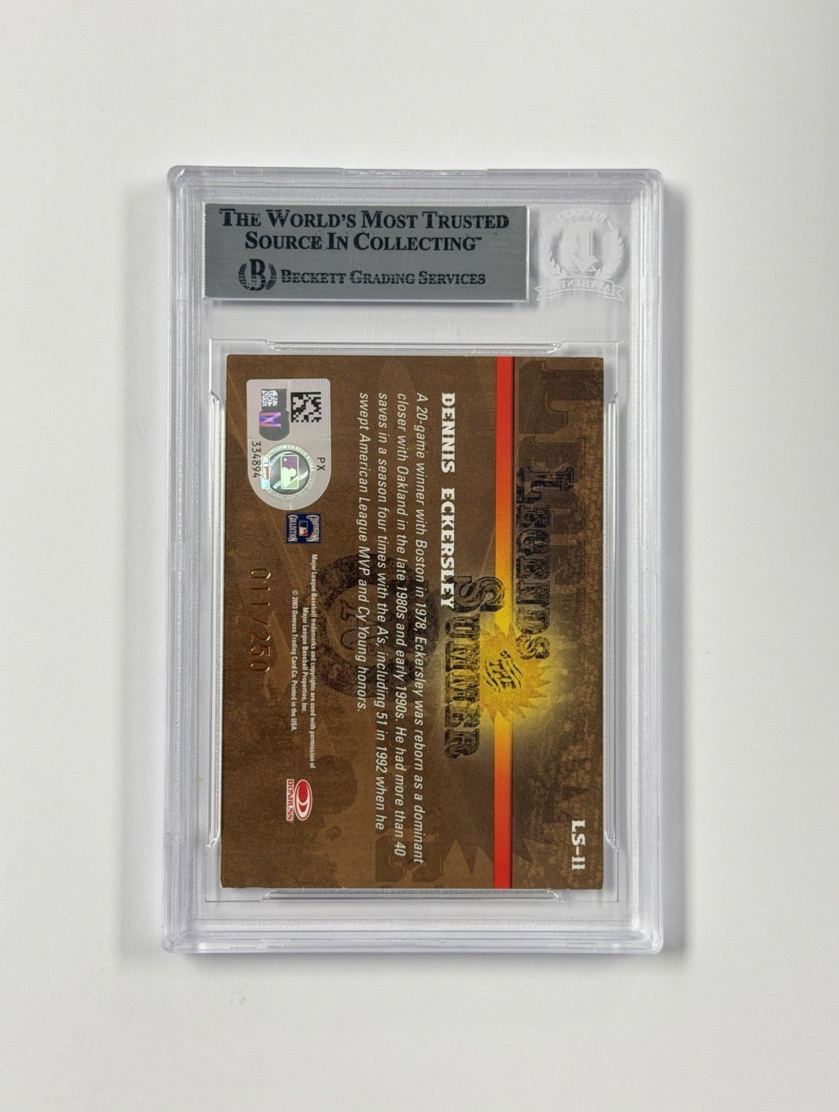 2003 DONRUSS SIGNATURE LEGENDS OF SUMMER #11 DENNIS ECKERSLEY AUTHENTIC AUTO