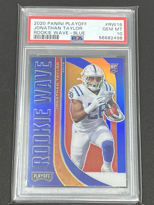 2020 Panini Playoff #RW16 Jonathan Taylor Rookiw Wave BLUE Colts PSA 10 GEM MINT