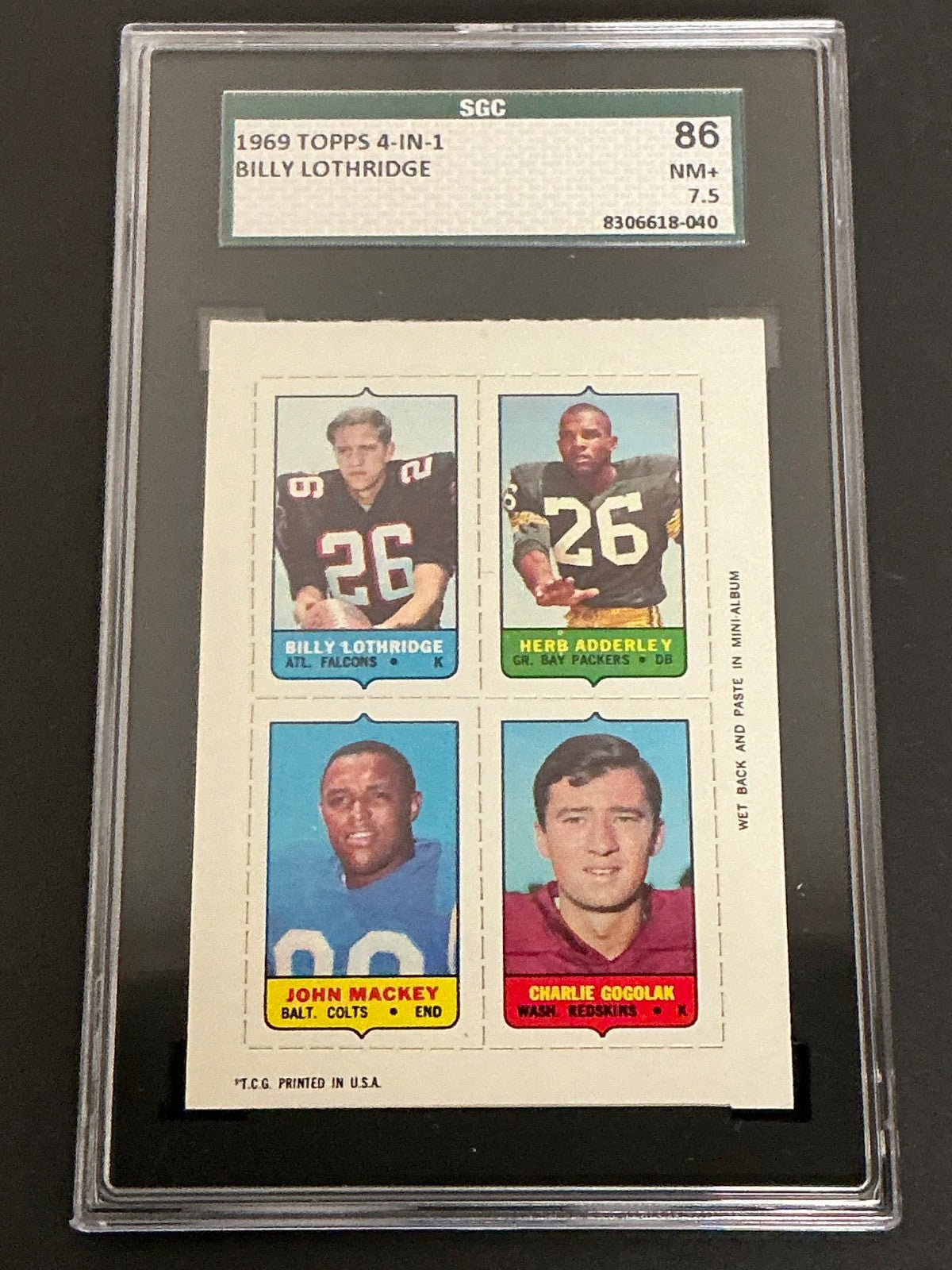 1969 Topps 4-in-1 Lothridge Herb Adderley John Mackey SGC 7.5 NM+ 040