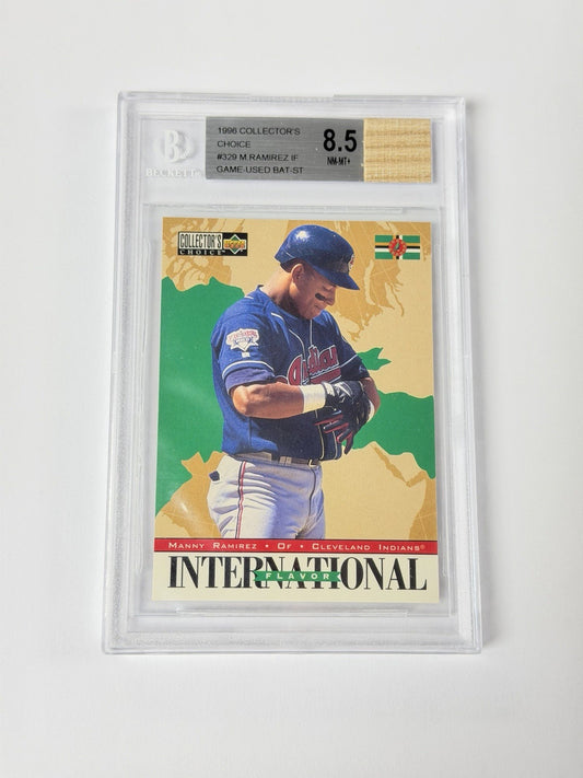 1996 Collectors Choice #329 M. Ramirez Game Used Bat Beckett 8.5 NM-MT+ 698
