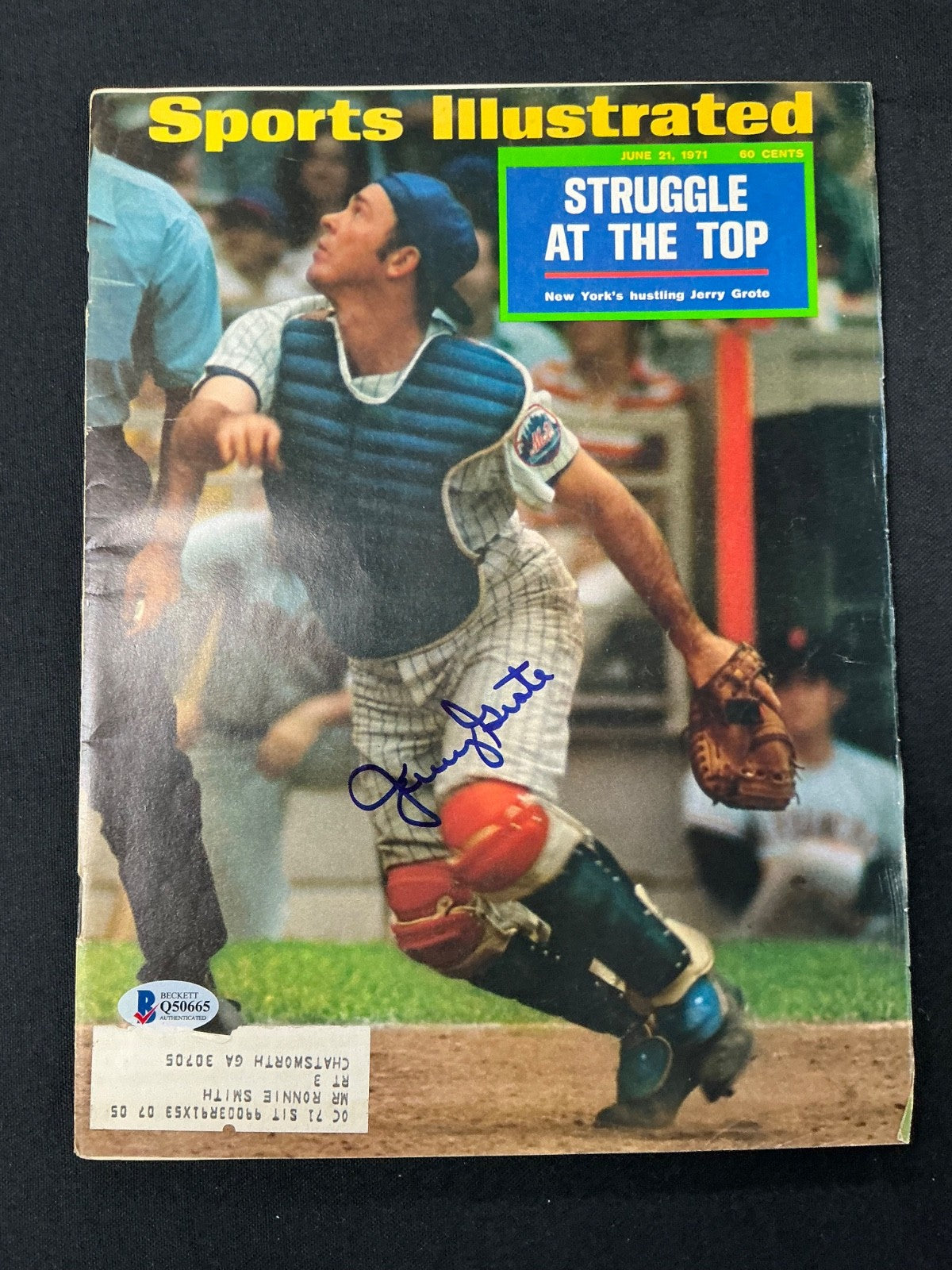 Jerry Grote Mets Signed Auto 1971 Sports Illustrated Magazine BAS COA 665