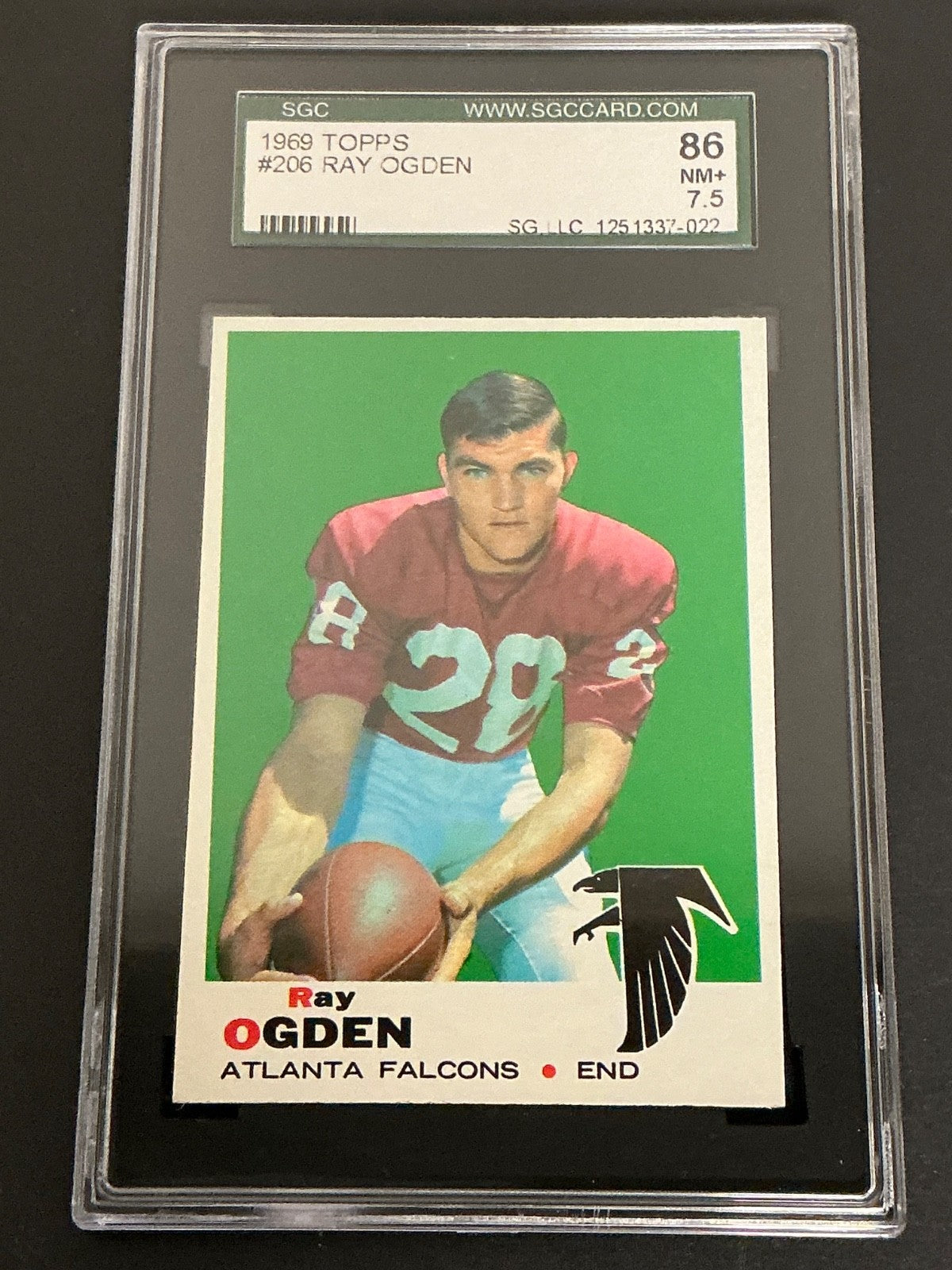 1969 Topps #206 Ray Ogden Falcons SGC 7.5 NM+ 022