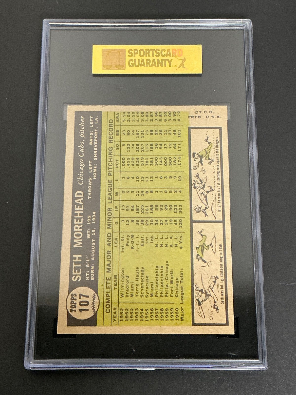 1961 Topps #107 Seth Morehead Cubs SGC 7 NM 019