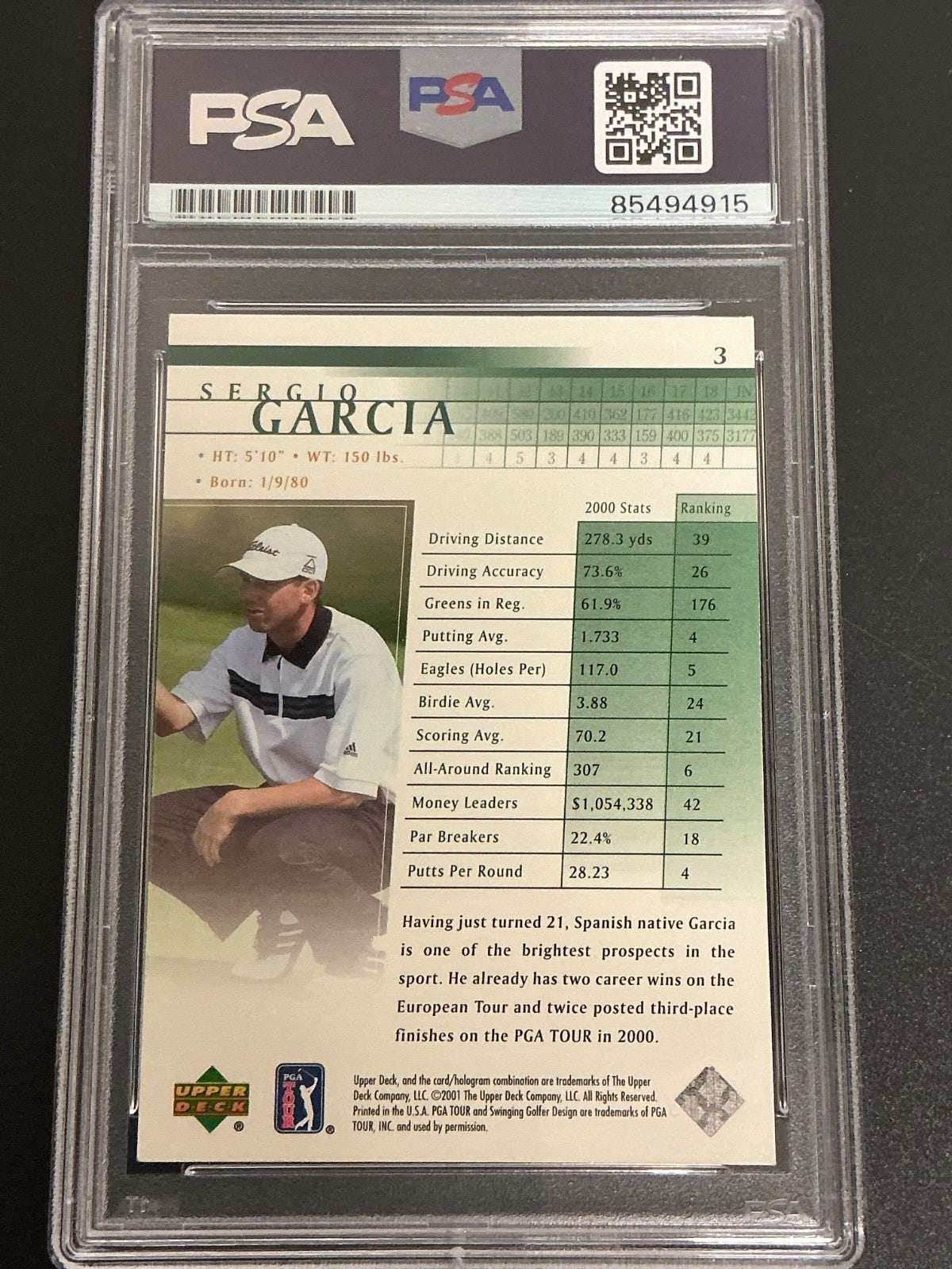 2001 Upper Deck #3 Sergio Garcia Signed Auto PSA DNA 915