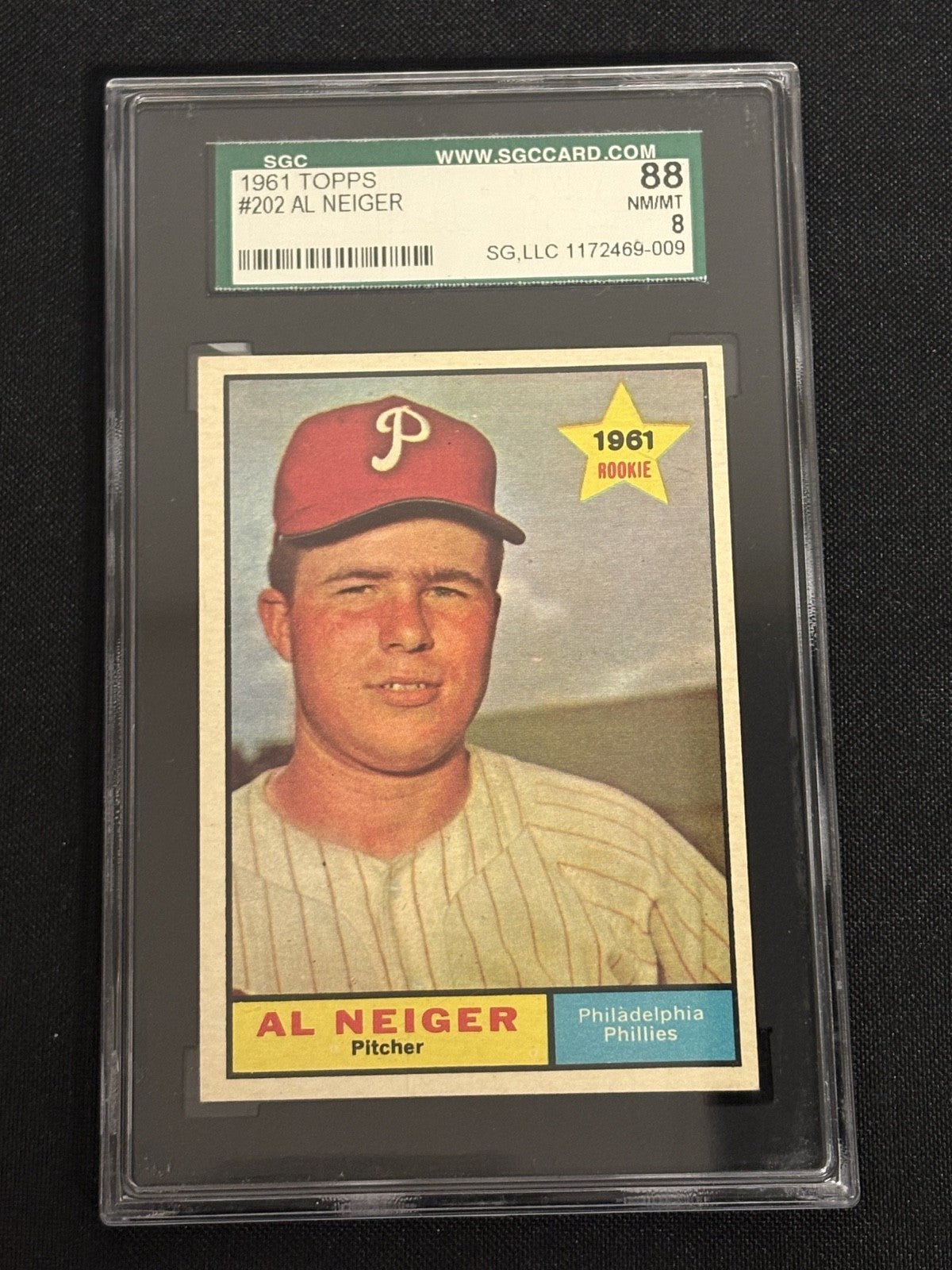 1961 Topps #202 Al Neiger Phillies SGC 8 NM/MT 009