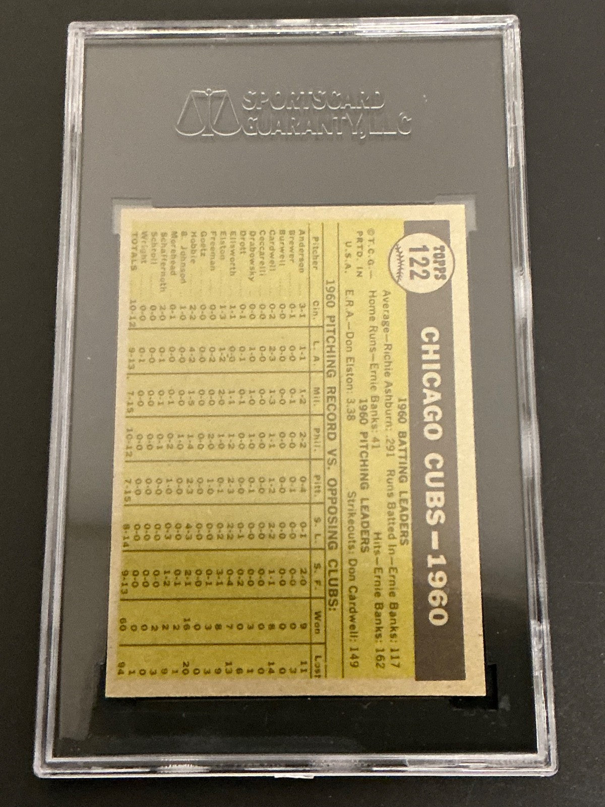 1961 Topps #122 Chicago Cubs Team SGC 7 NM 002