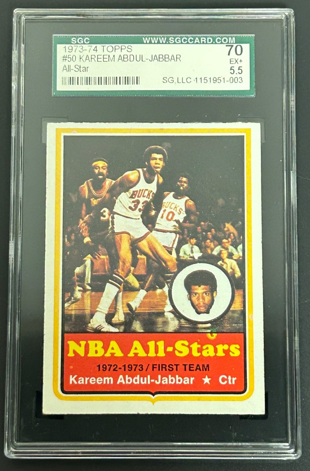 1973-1974 Topps #50 Kareem Abdul-Jabbar All Star SGC 5.5 EX 70 003