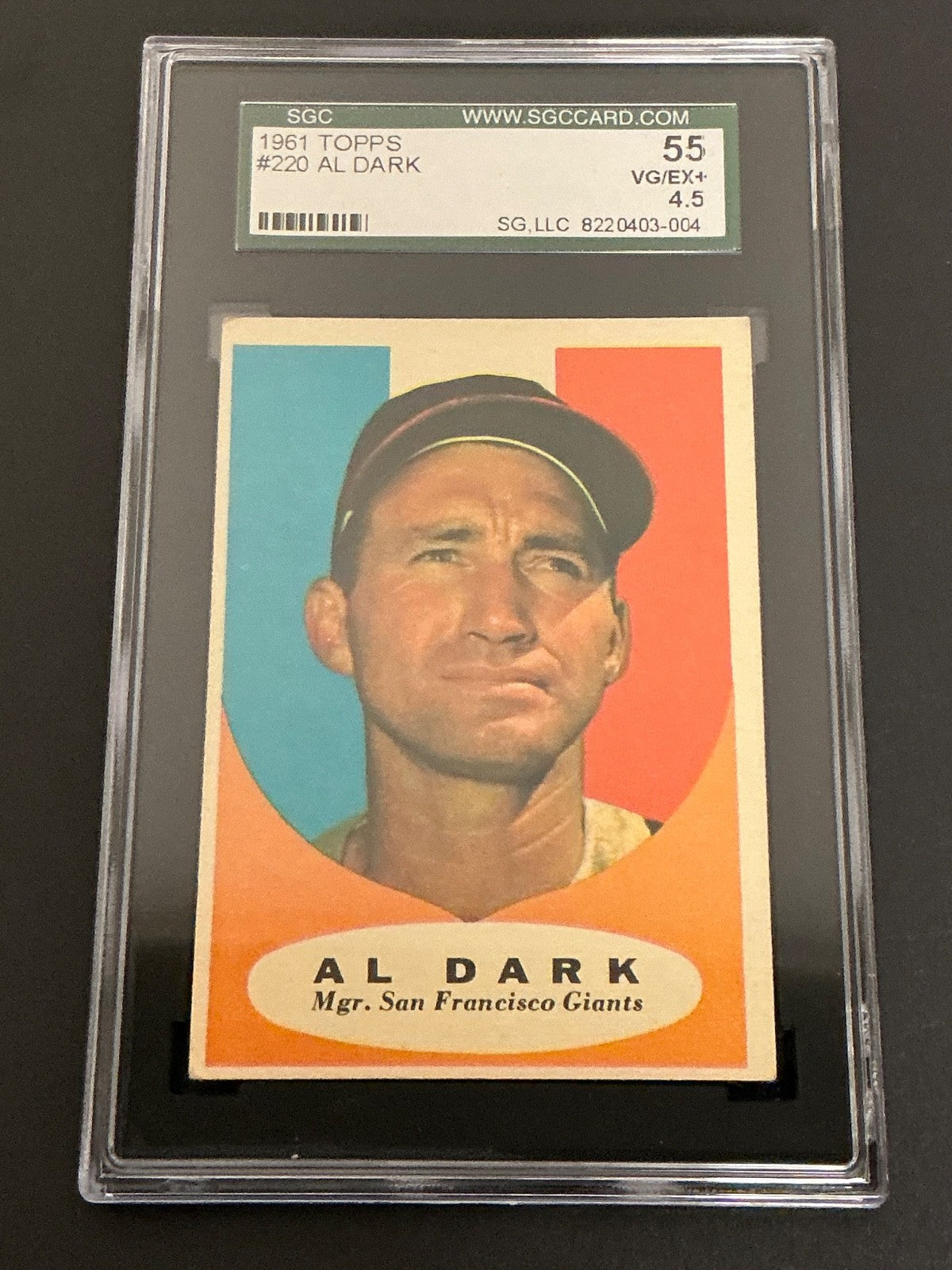 1961 Topps #220 Al Dark Giants SGC 4.5 VG/EX+ 004