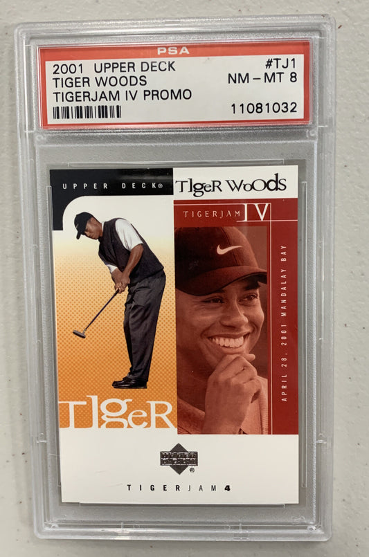 2001 Upper Deck #TJ1 Tiger Woods TigerJam IV Promo PSA 8 NM-MT   (1)