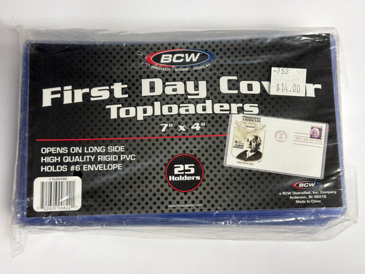 BCW First Day Cover Toploaders 7”x4” - 25 Count