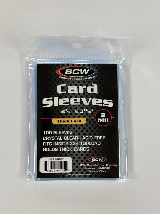 BCW Card Sleeves 2 3/4” x 3 13/16” Thick Card 100 Sleeves